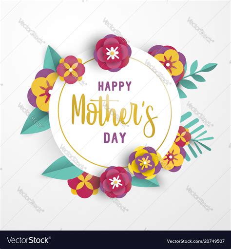 Mother day 3d paper flower greeting card template Vector Image