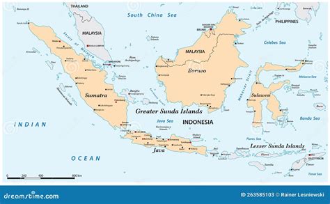 Map of the Greater Sunda Islands in the Malay Archipelago Stock Vector ...