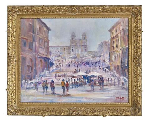 Lot - James Pratt, (New Zealand, 20th Century), "The Spanish Steps", oil on canvas, 16-1/4" x 19 ...