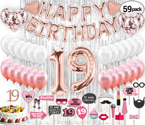 19th BIRTHDAY DECORATIONS Party Supplies and Rose Gold Party | Etsy