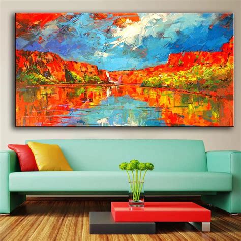 Wall Art Red Mountain Blue Sky Canvas Print Painting Wall Picture ...