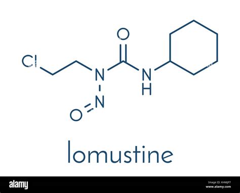 Lomustine brain cancer chemotherapy drug molecule. Skeletal formula ...