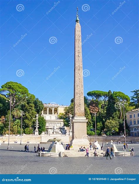 The Egypitan Obelisk in the Centre of the Piazza Del Popolo in R Stock Image - Image of nettuno ...