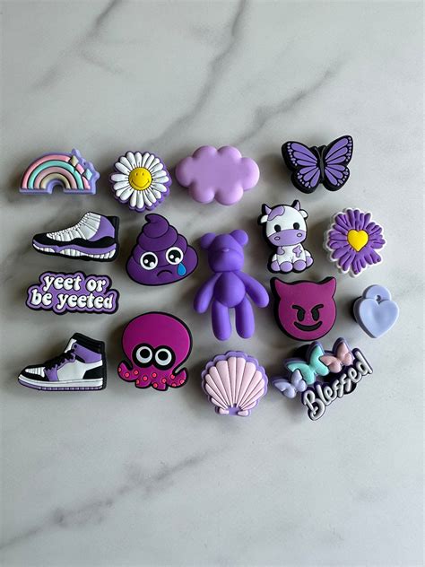 Purple Shoe Charms for Your Crocs, Croc Compatible Shoe Charms, Emoji Shoe Charms for Crocs ...