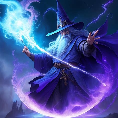 Premium Photo | An aged wizard casting the spell