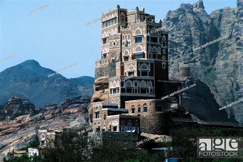 Dar al-Hajar, Rock palace at Wadi Dhar, Sana'a governorate, Yemen, Stock Photo, Picture And ...