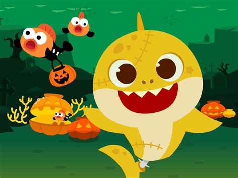 Download Pinkfong Baby Shark Halloween Attire Wallpaper | Wallpapers.com