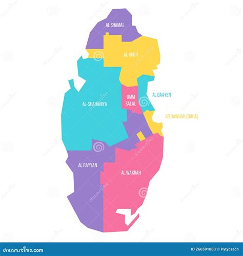 Qatar Political Map of Administrative Divisions Stock Illustration ...