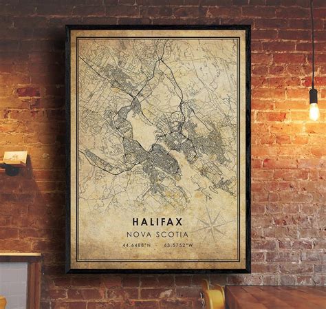 Halifax Vintage Map Print Halifax Map Nova Scotia Map Art Halifax City Road Map Poster Vintage ...