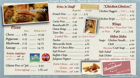 Menu - Thunderhead Bowl & Grill