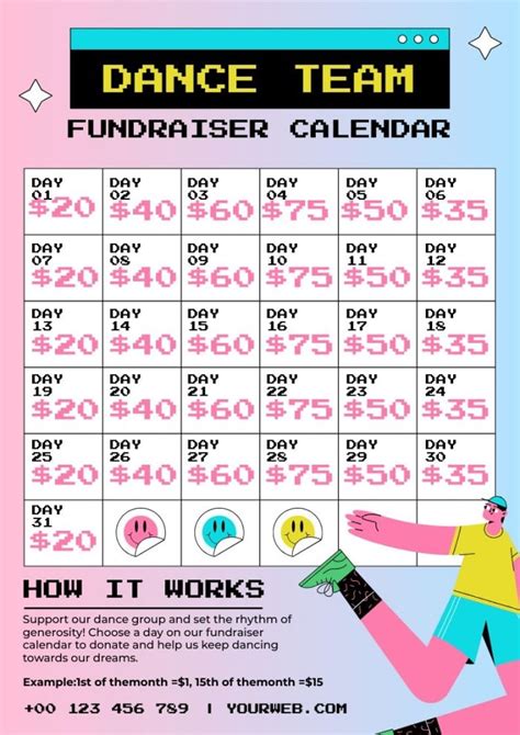 Customize this Cool Dance Team Fundraiser Calendar template for free