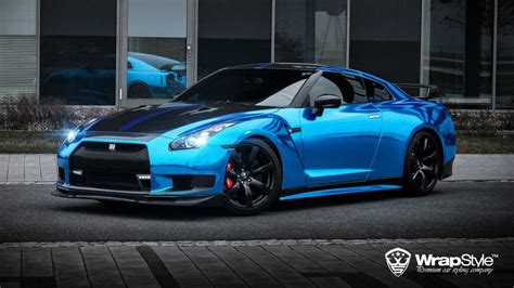 1000hp Nissan GT-R Wrapped in Blue Chrome by WrapStyle - GTspirit