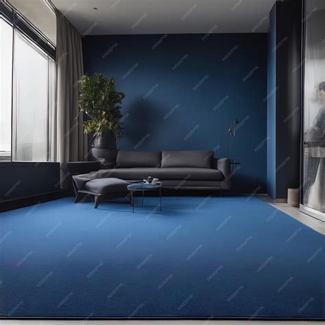 Premium AI Image | modern room with blue carpet and sofamodern living ...