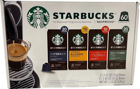 Starbucks Nespresso Original Line Variety Pack Capsules, 60 Count ...