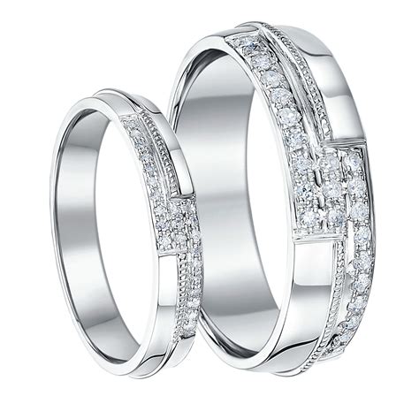 His & Hers 9ct White Gold 4mm and 6mm Diamond Rings - White Gold at ...