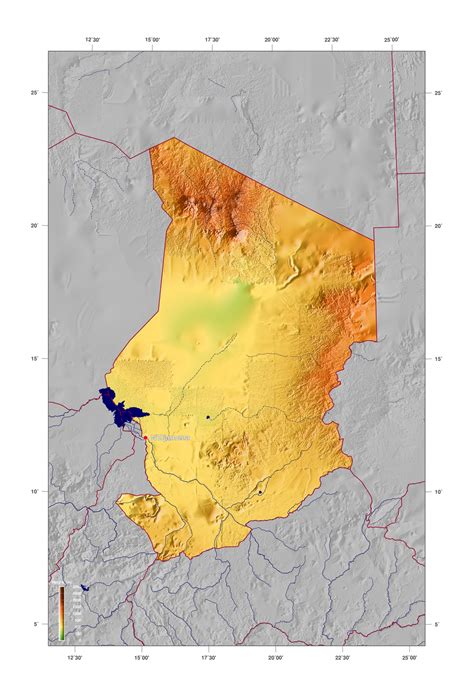 Detailed physical map of Chad | Chad | Africa | Mapsland | Maps of the ...