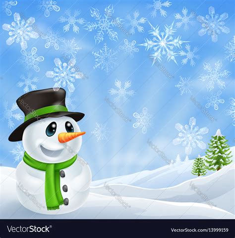 Christmas snowman scene Royalty Free Vector Image