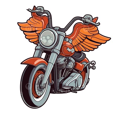 Motorcycle With Large Wings Vector Illustration Clipart, Harley ...