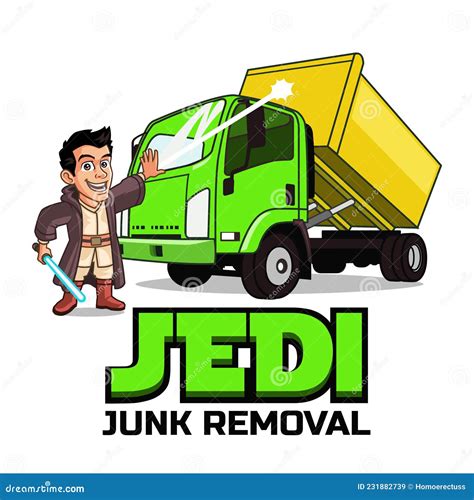 Jedi Junk Removal Cartoon Mascot Logo Stock Vector - Illustration of africa, disco: 231882739