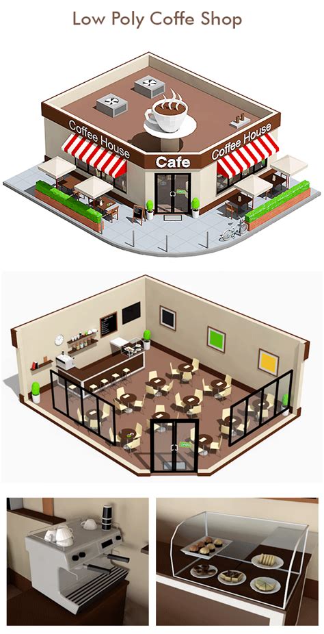 Low Poly Coffee Shop | Coffee shop interior design, Cafe floor plan ...