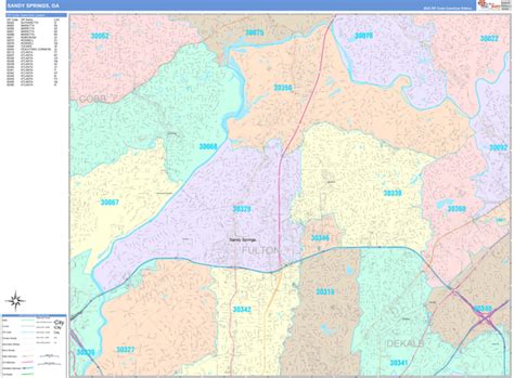 Sandy Springs Georgia Wall Map (Color Cast Style) by MarketMAPS - MapSales