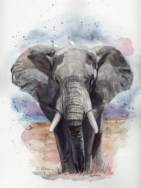 Art & Collectibles Painting Elephant Painting Original Watercolor ...