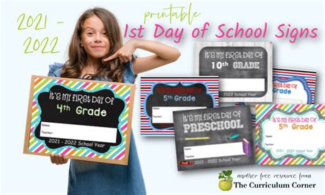 1st-day-school-signs-2021 - The Curriculum Corner 123