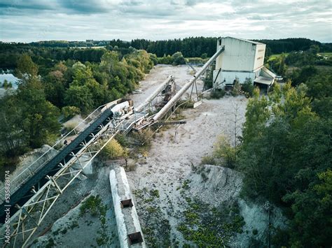 Gravel Pit with Pond - Aerial View - Gravel Plant Quarry - Gravel Industry Factory abandoned ...