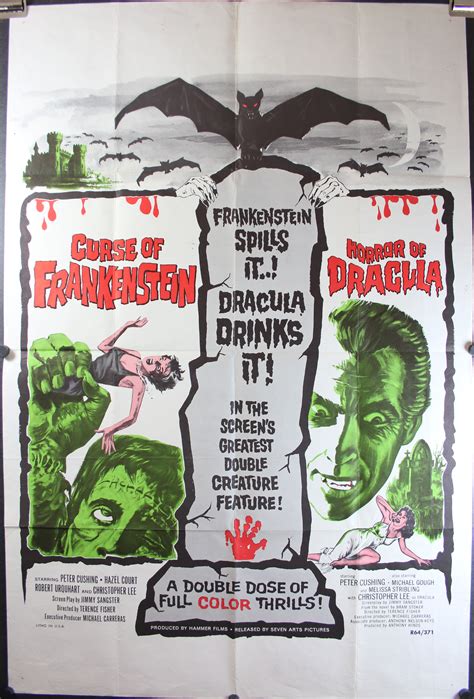 CURSE OF FRANKENSTEIN, HORROR OF DRACULA, Original Double Feature Movie ...