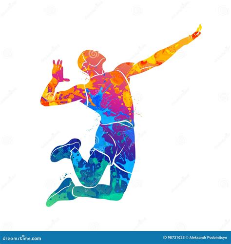 Men Volleyball Player Silhouettes Vector | CartoonDealer.com #83847700