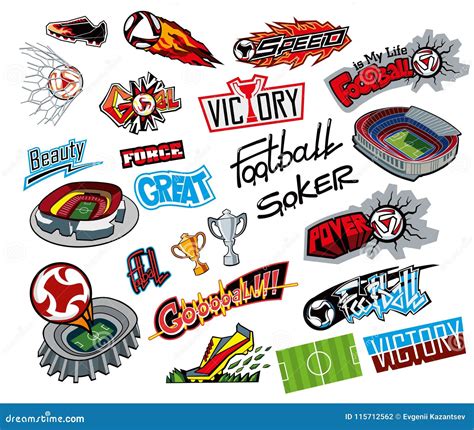 Football Attributes, Graffiti Stickers Stock Vector - Illustration of shoes, sport: 115712562