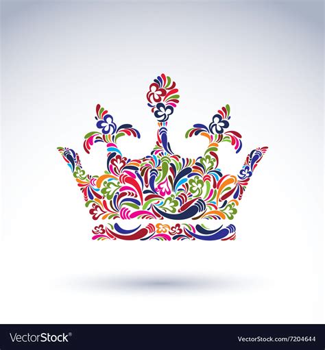 Colorful flower-patterned crown coronation design Vector Image