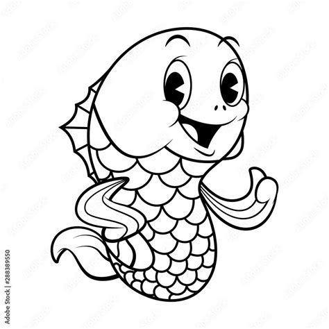 Cute Little Fish Mascot Character thumbs up for seafood culinary ...