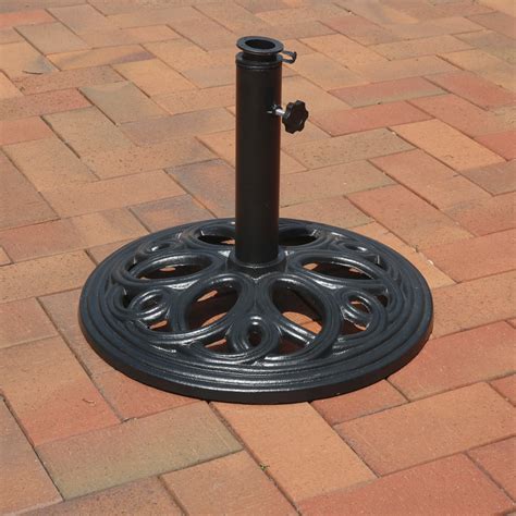 Sunnydaze Outdoor Heavy-Duty Cast Iron Decorative Patio Yard Round Umbrella Base Stand - 18 ...