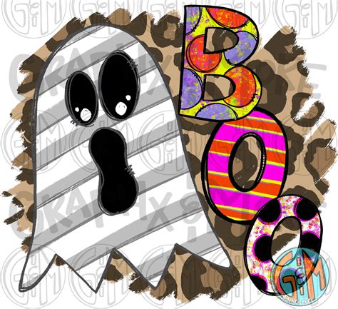 Boo Ghost PNG Hand Drawn Sublimation Design - Etsy