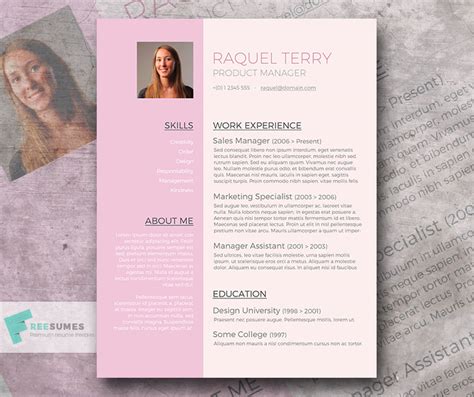 Free Word Resume Template for the Ladies - Pretty in Pink - Freesumes