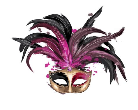 Carnival venetian mask from a splash of watercolor, colored drawing, realistic. Vector ...