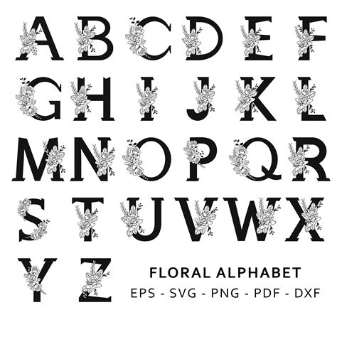 Floral Alphabet SVG Bundle SVG Letters With Flowers - Etsy