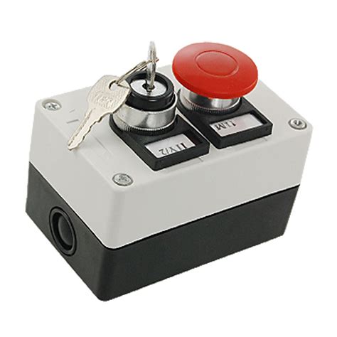 Buy uxcell Lock Key Button On/off Switch Red Mushroom Push Button ...