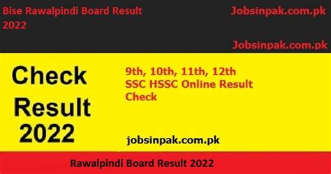 Bise Rawalpindi Board 9th Class Result 2022 Online