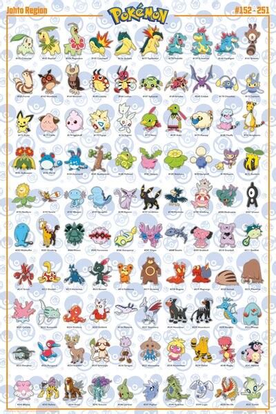 Poster Pokemon - Johto Pokemon | Wall Art | 3+1 FREE | Europosters