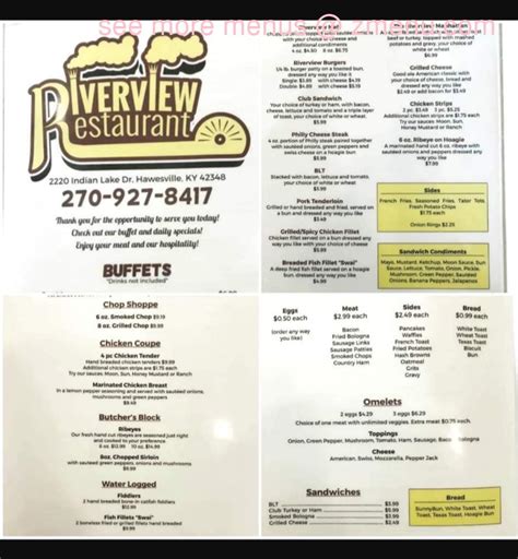 Online Menu of Riverview Restaurant Restaurant, Hawesville, Kentucky, 42348 - Zmenu