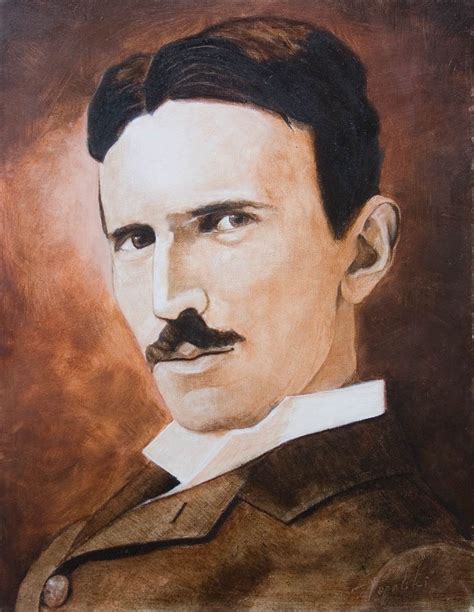 Nikola Tesla - Sepia Portrait - Oil Painting - Fine Arts Gallery - Original fine Art Oil ...