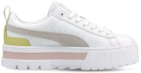 PUMA Mayze Platform Leather Sneakers in White/Pink (White) - Lyst