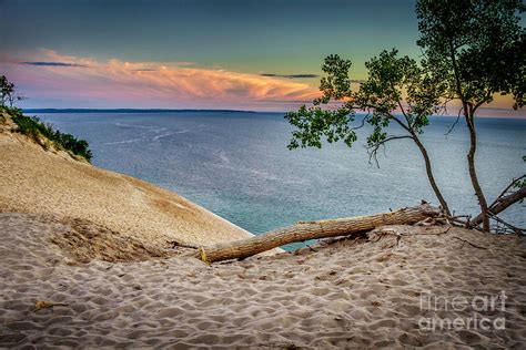 Sand Dune Sunset Over Lake Michigan Photograph by Karen Jorstad