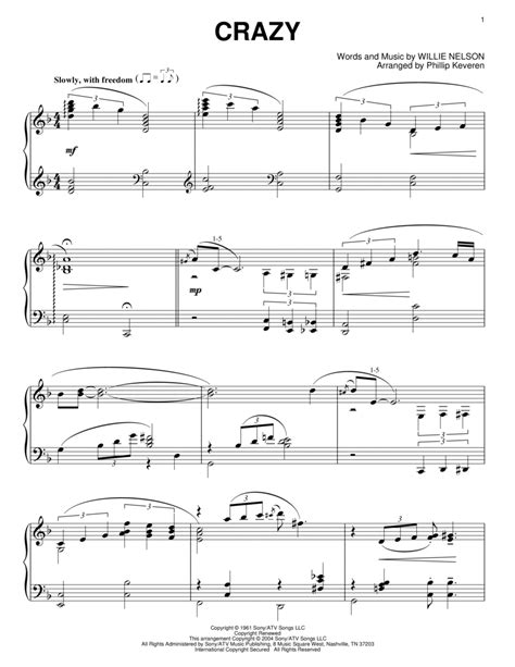 Crazy By Patsy Cline Willie Nelson - Digital Sheet Music For (Download & Print Tranposable Music ...