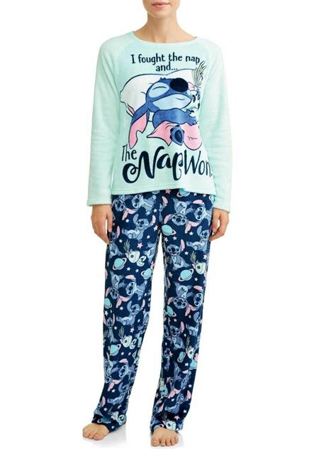 Details about Womens Disney Stitch Fleece Pajamas Small 2 Piece Set ...