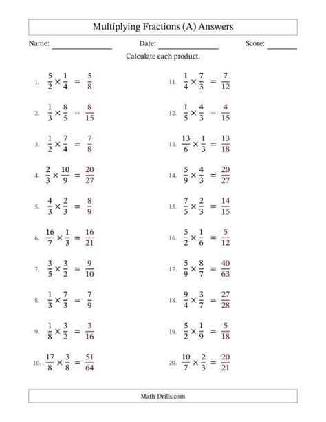 Multiplying Proper and Improper Fractions (A)