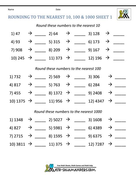 Rounding To The Nearest Thousand Worksheet | Rounding worksheets, Mathematics worksheets, Math ...