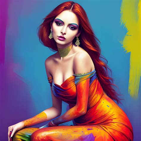 Color paint of Beautiful Woman Posing, glamor, Davinchi - Arthub.ai